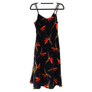 LULUS Miranda Black Floral Print Midi Dress